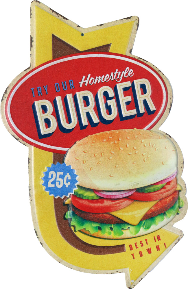 Retro Metallskilt Burger
