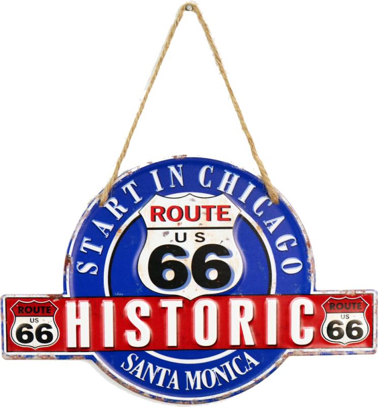 Retro Metallskylt Route 66 Historic