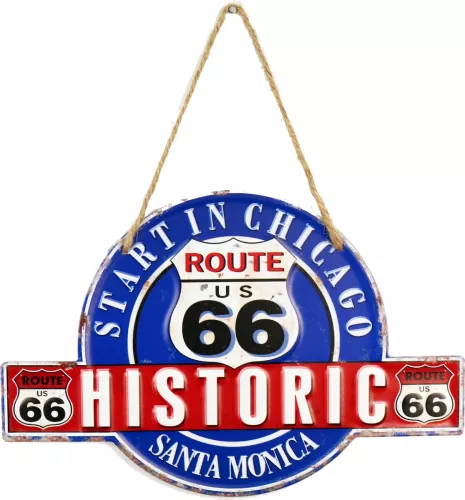 Retro Metallskylt Route 66 Historic