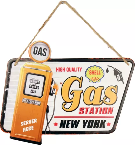 Retro Metallskylt Gas Station