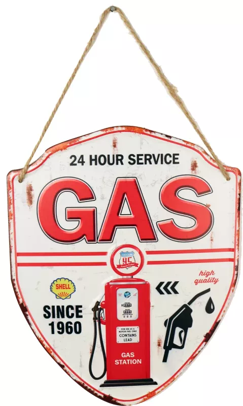 Retro Metallskilt Gas Station