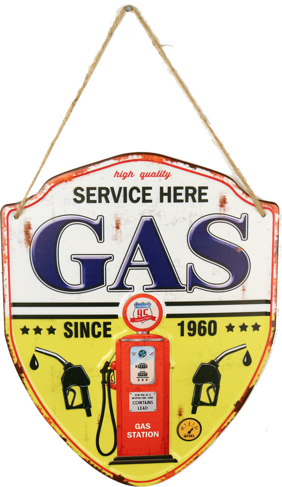 Retro Metallskilt Gas Station