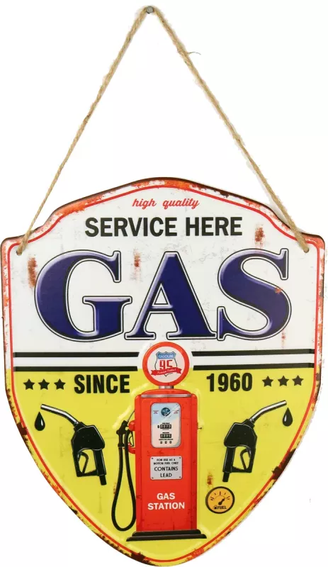 Retro Metallskilt Gas Station