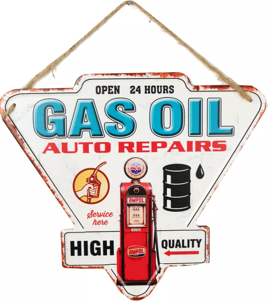 Retro Metallskilt Gas Station