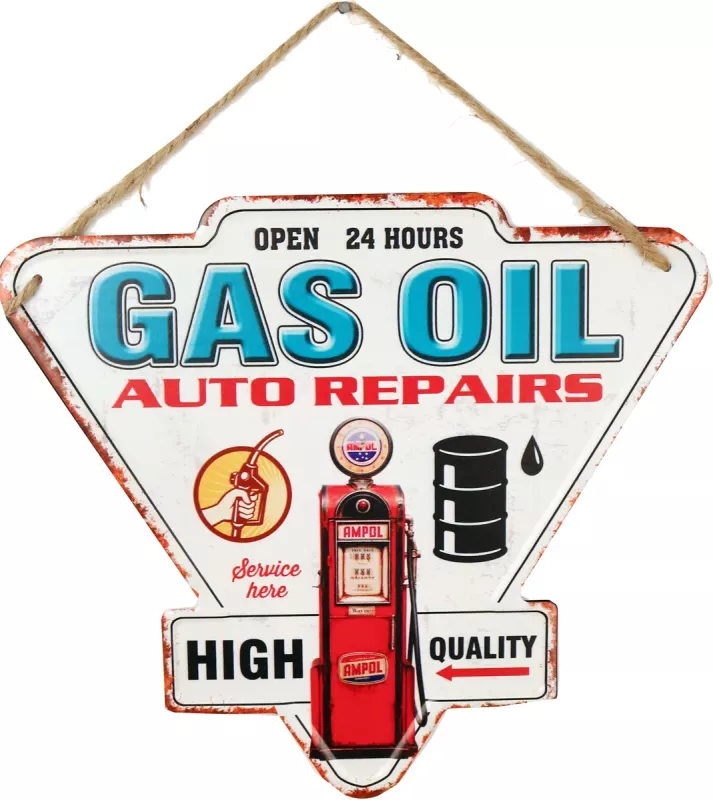 Retro Metallskilt Gas Station