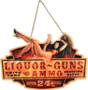 Retro Metallskylt Liquor Guns Ammo