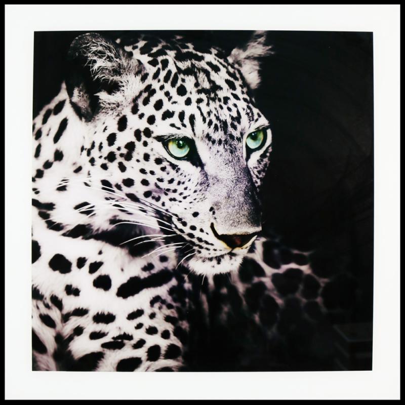 Maleri i Glass Leopard Grønne Øyne