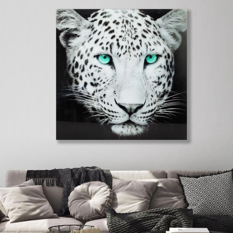 Maleri i Herdet Glass Svær Leopard