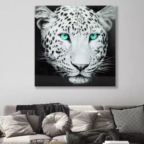 Tavla i Härdat Glas Leopard