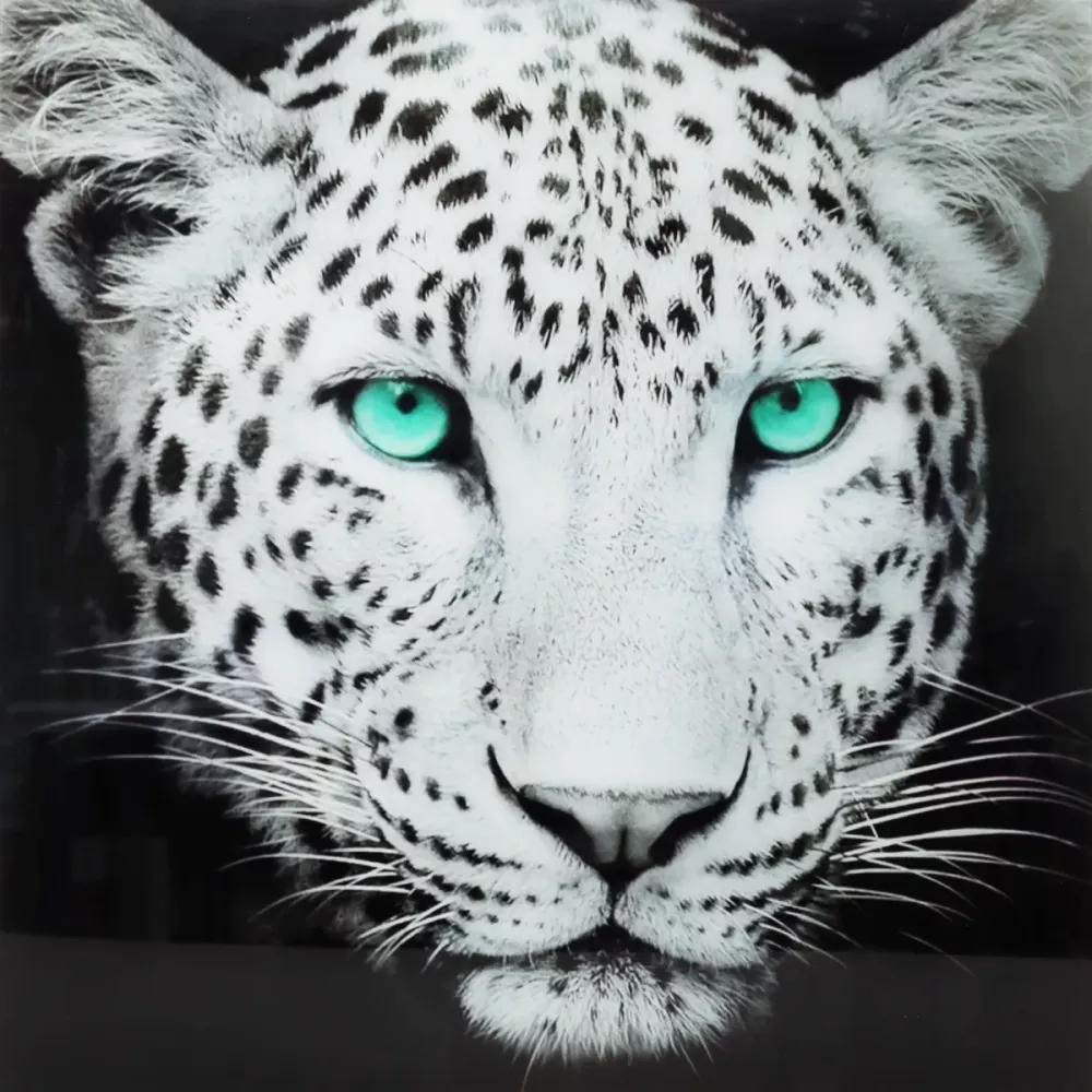 Maleri i Herdet Glass Svær Leopard
