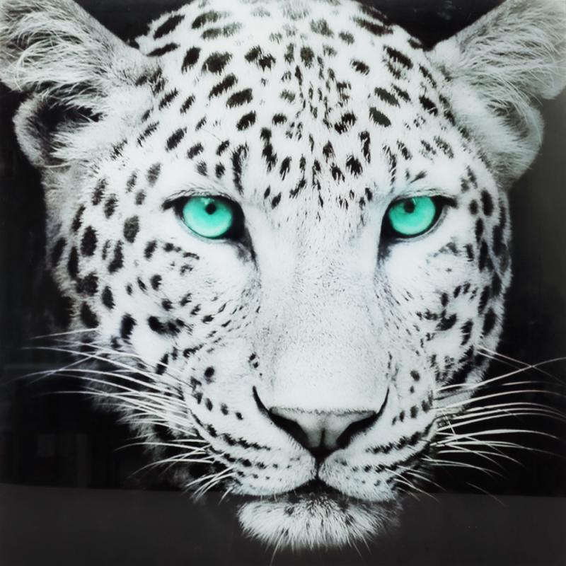 Maleri i Herdet Glass Svær Leopard