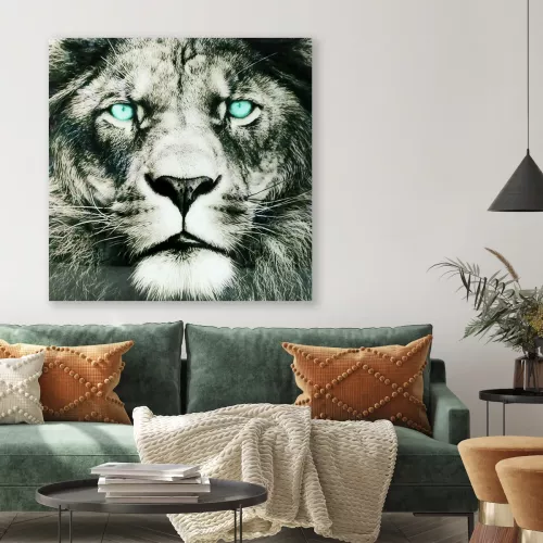Tavla i Härdat Glas Lejon