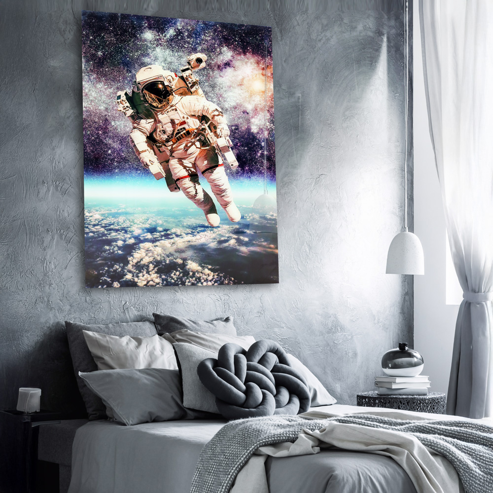 Maleri i Herdet Glass Man In Space