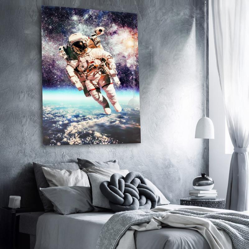 Maleri i Herdet Glass Man In Space