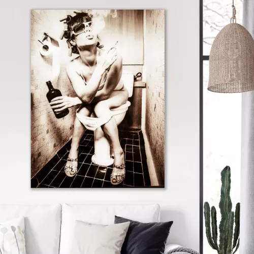 Tavla i Härdat Glas Smoking Women