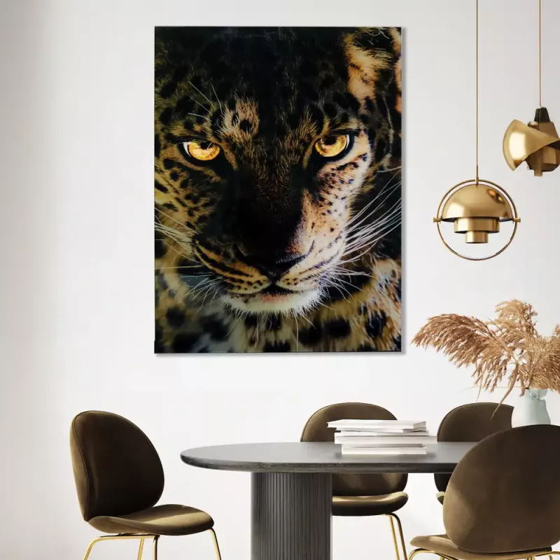 Tavla i Härdat Glas Leopard