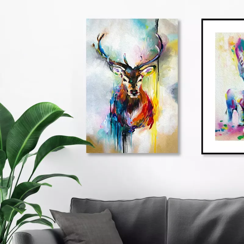 Maleri i Glass Abstrakt Hjort