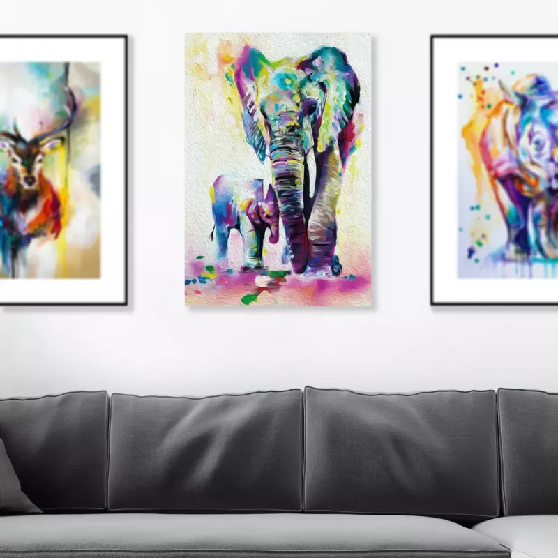 Maleri i Glass Abstrakt Elefant