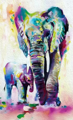 Tavla i Glas Abstrakt Elefant