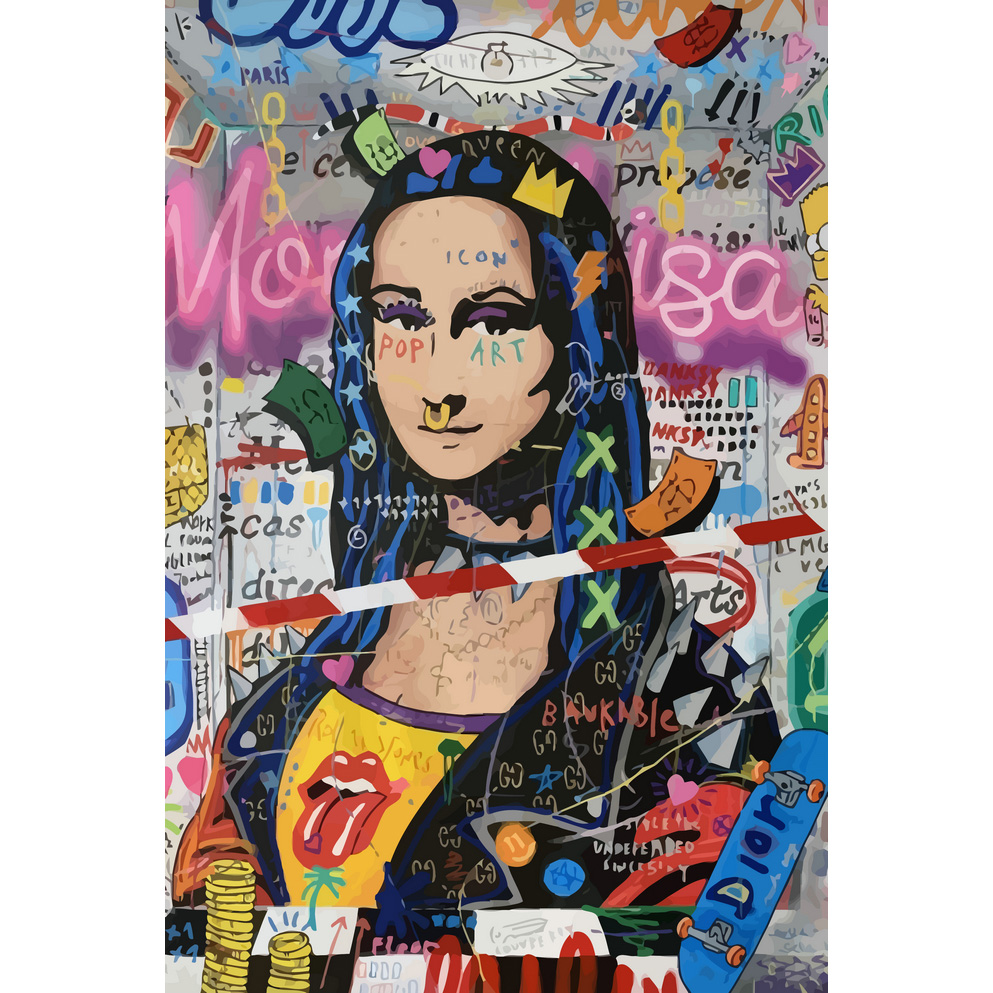 Maleri i Glass Pop Art Mona Lisa