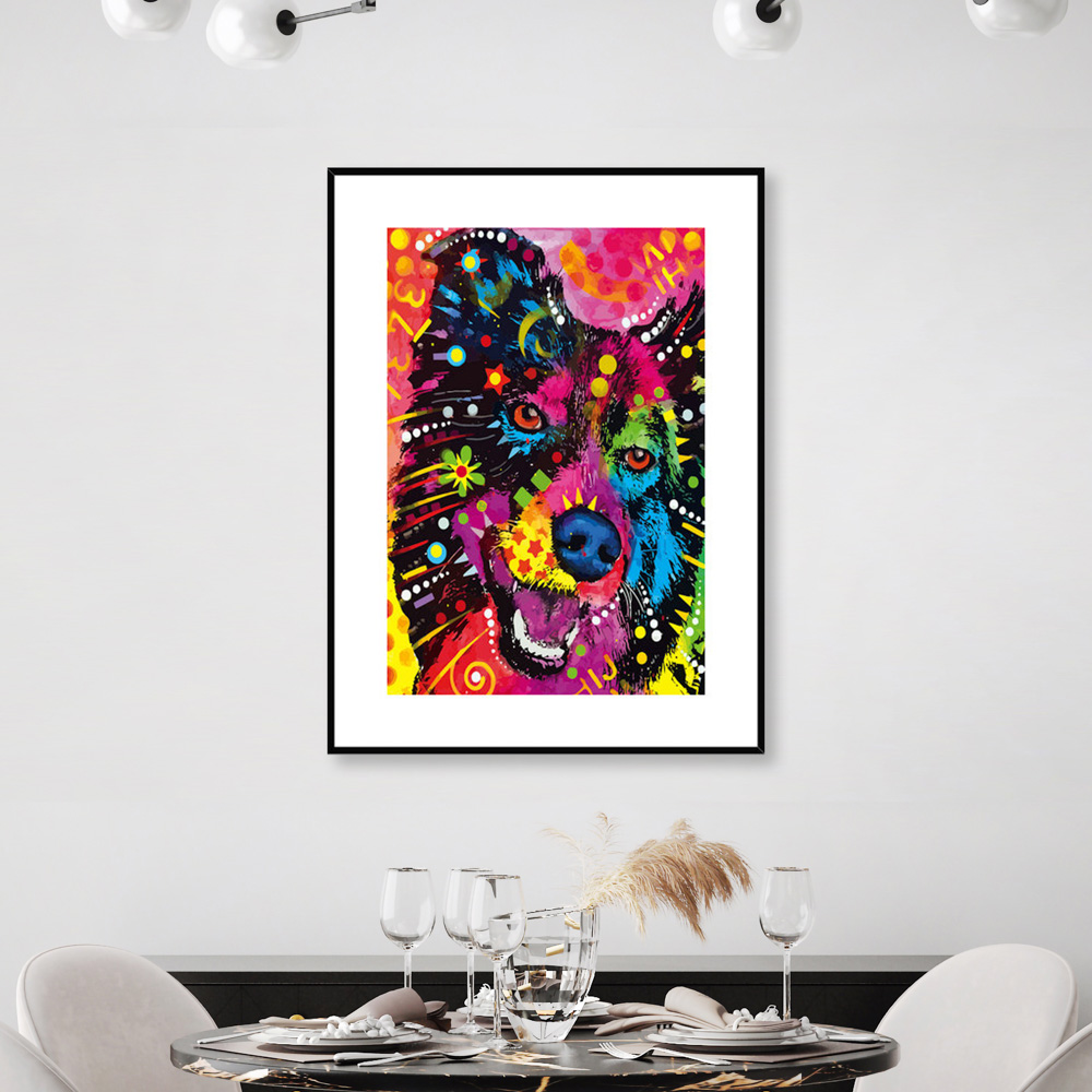 Maleri i Glass Pop Art Border Collie