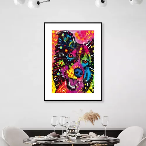 Tavla i Glas Pop Art Border Collie