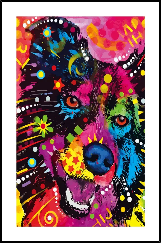 Tavla i Glas Pop Art Border Collie