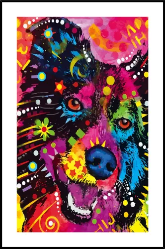 Tavla i Glas Pop Art Border Collie