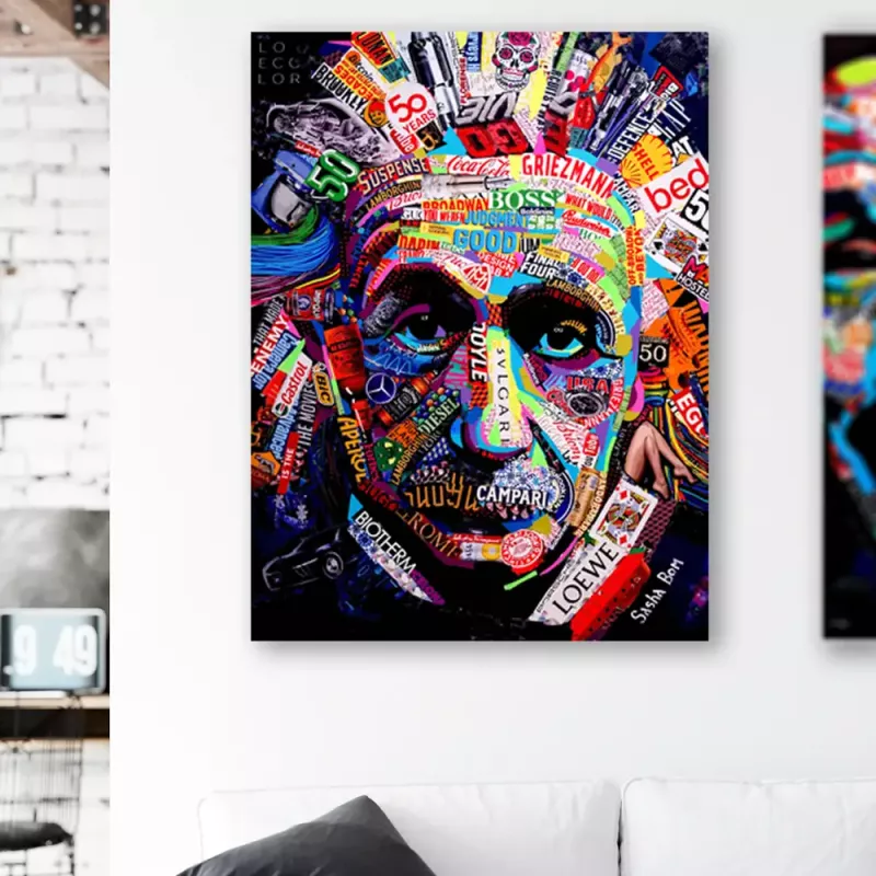 Tavla i Härdat Glas Pop Art Einstein
