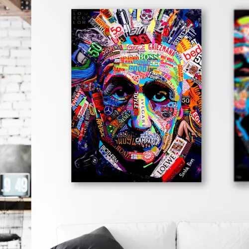 Tavla i Härdat Glas Pop Art Einstein
