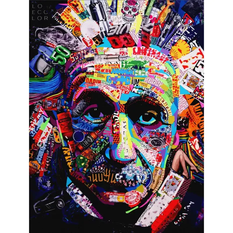 Tavla i Härdat Glas Pop Art Einstein