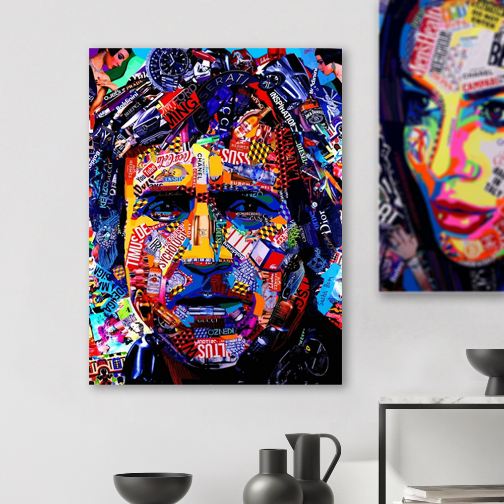 Maleri i Glass  Pop Art Brad Pitt