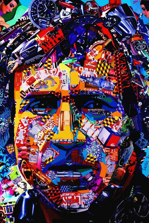 Maleri i Glass  Pop Art Brad Pitt