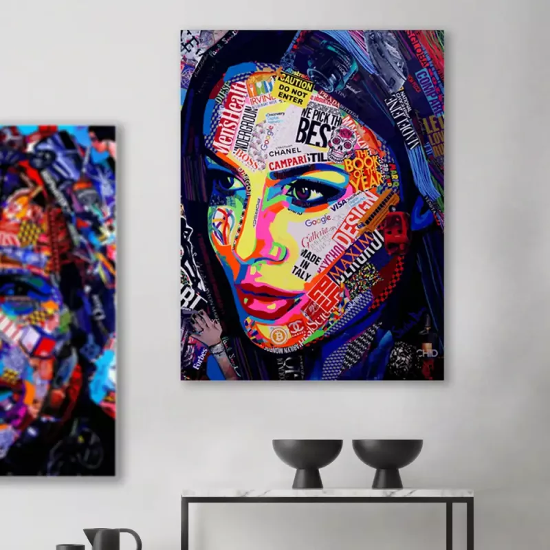 Tavla i Glas Pop Art Angelina Jolie
