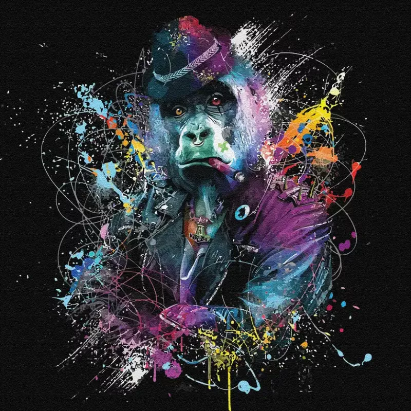 Tavla i Glas Pop Art Schimpans