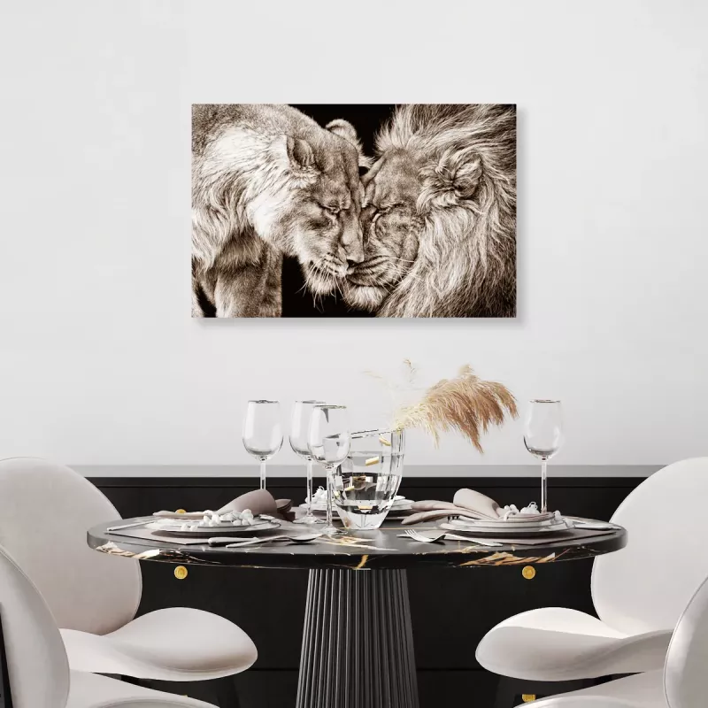 Maleri i Glass Løve Love