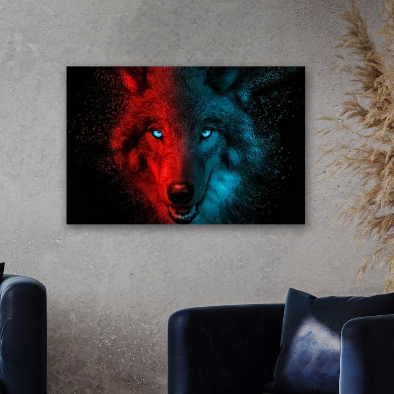 Maleri i Glass Ulv Rød & Blå