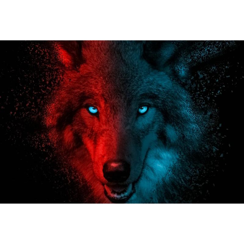 Maleri i Glass Ulv Rød & Blå