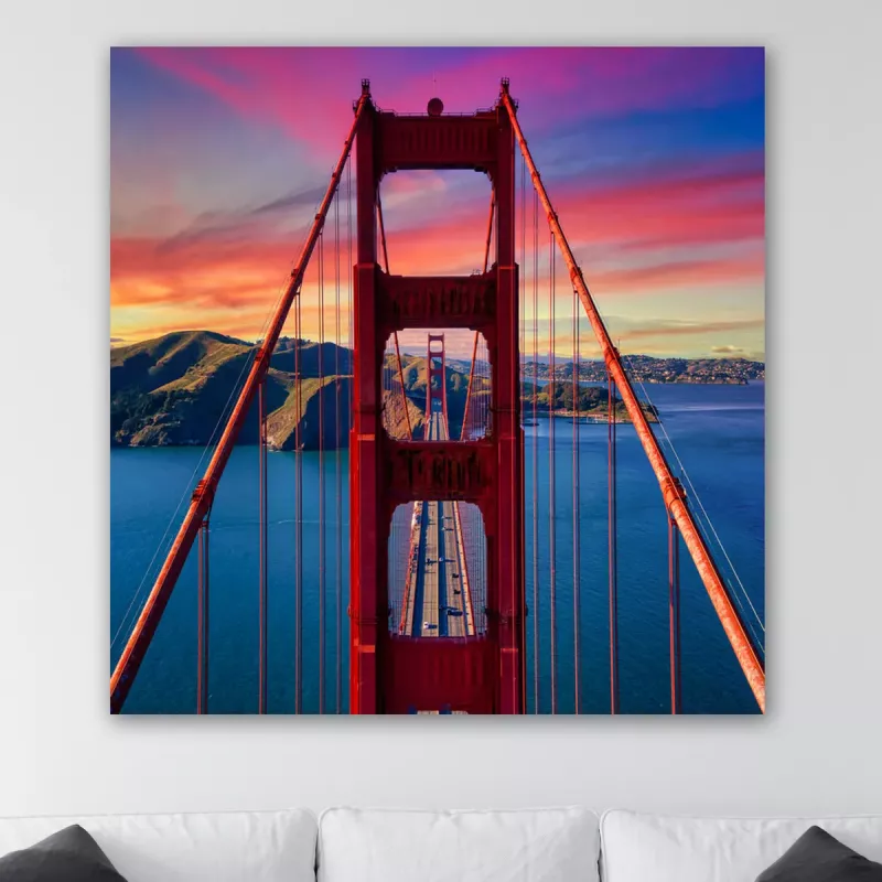 Maleri i Herdet Glass Golden Gate