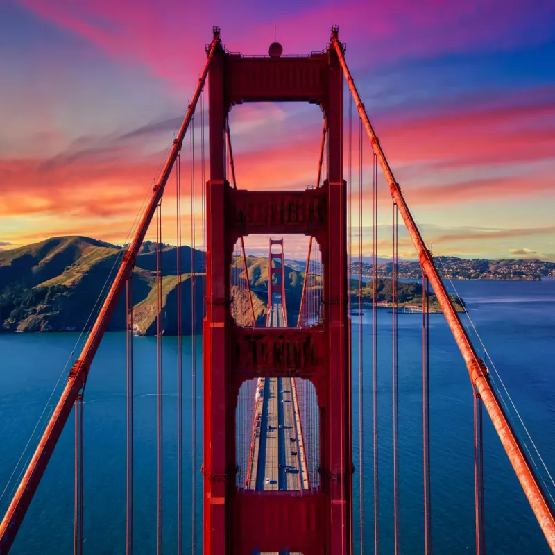 Maleri i Herdet Glass Golden Gate