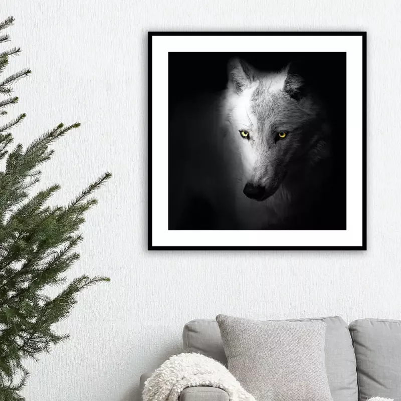 Tavla i Glas Vit Varg