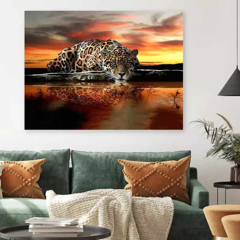 Tavla i Härdat Glas Leopard