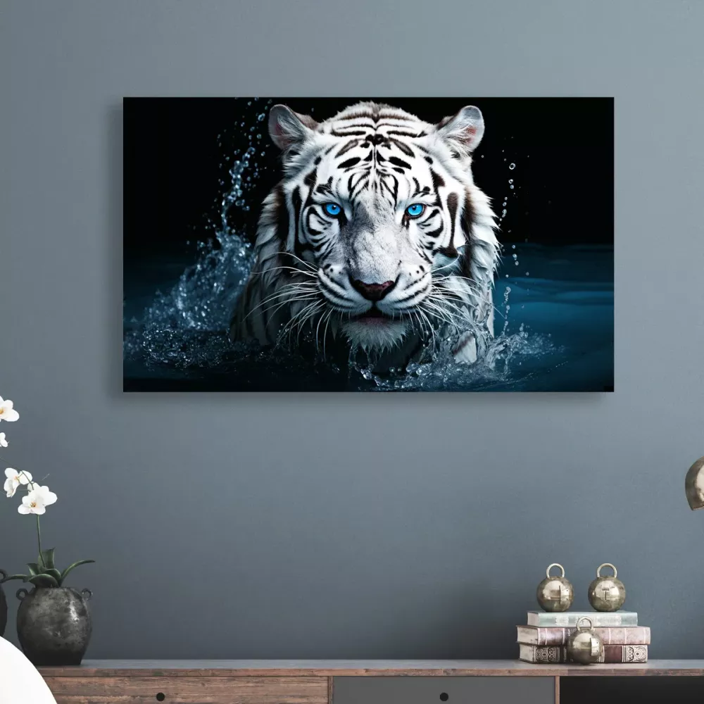 Tavla i Glas Tiger Blå Ögon