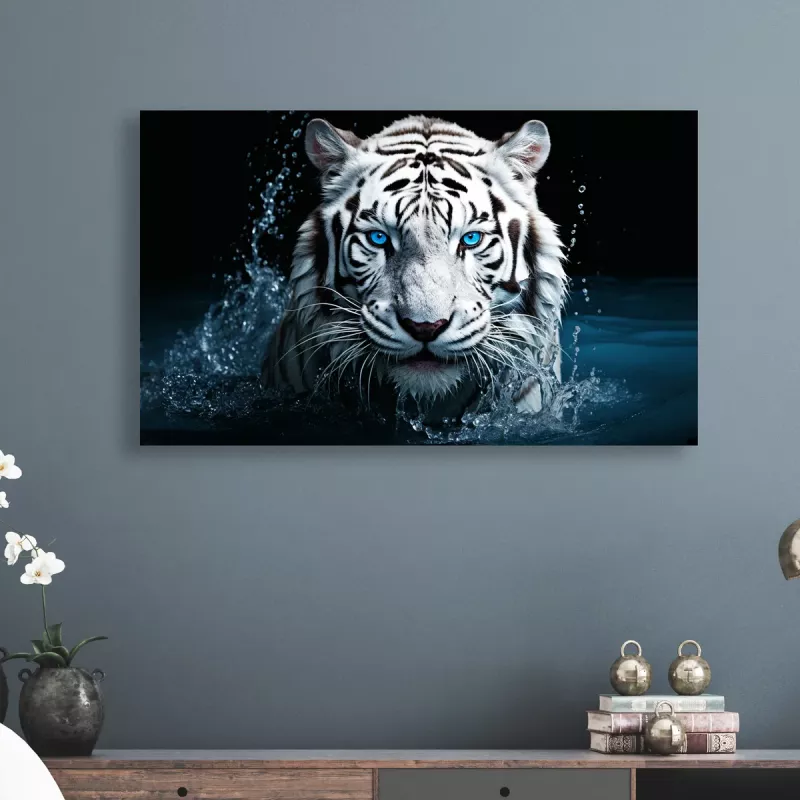 Maleri i Glass Tiger Blå Øyne