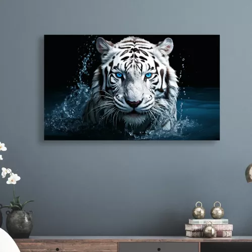 Tavla i Glas Tiger Blå Ögon