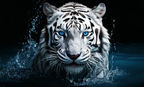 Tavla i Glas Tiger Blå Ögon