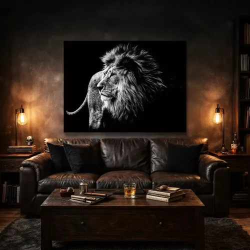 Tavla i Härdat Glas Lejon Majestätisk
