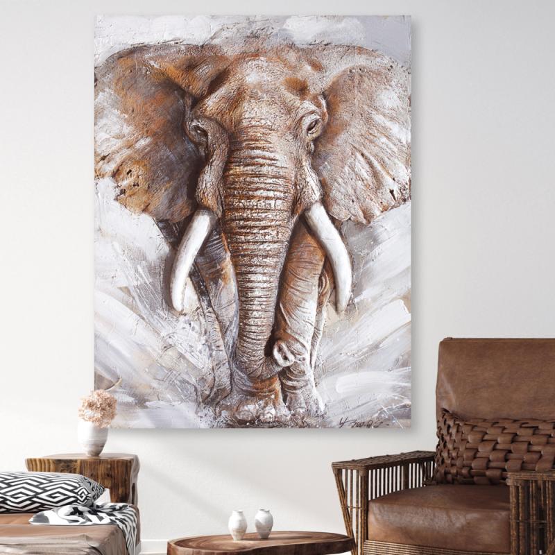 Tavla Oljemålning 3D Big Elephant