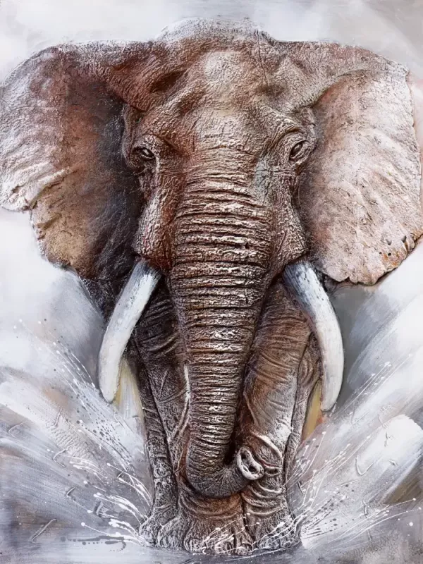 Tavla Oljemålning 3D Big Elephant