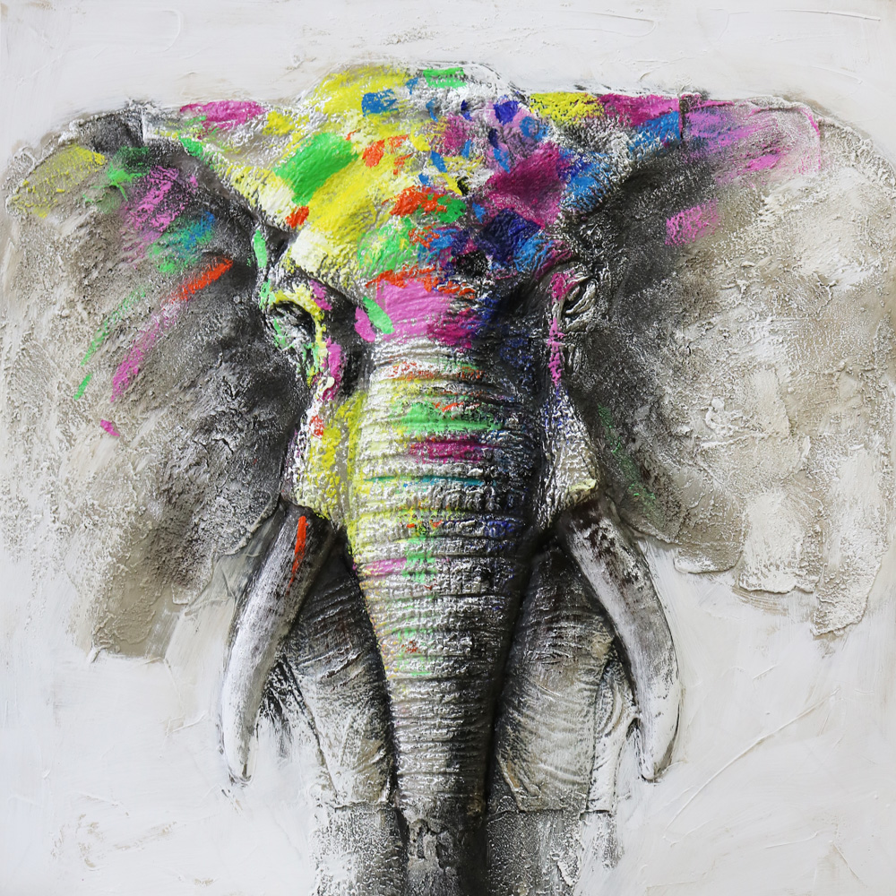 Oljemaleri 3D Elefant